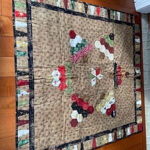 Holiday Patchwork wall decor - Red, Green, Gold